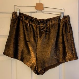Free People Gold Sequin Shorts
